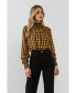 ფოტო #2 პროდუქტის Women's Checker Blouse with Mock Neck