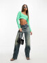 Фото #4 товара Nike Dance mini swoosh long sleeve crop top in spring green