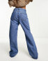 DTT Ivanna hourglass wide leg dad jeans in mid wash blue