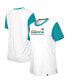 Фото #1 товара Women's White, Aqua Miami Dolphins Third Down Colorblock T-shirt