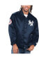 Фото #1 товара Men's Navy New York Yankees Option Route Satin Full-Snap Jacket