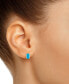 ფოტო #2 პროდუქტის Turquoise Emerald-Cut Solitaire Four Prong Stud Earrings in 14k Gold