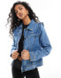 Фото #1 товара DTT Ciara denim jacket with frill detail in mid blue