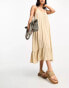 Фото #1 товара Vero Moda tie shoulder beach maxi dress in cream