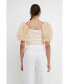 Фото #4 товара Women's Tulle Puff Sleeve with Knit Top