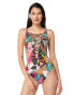 Фото #1 товара Bleu Rod Beattie Lace Down Over The Shoulder One Piece Swimsuit Multi Size 14