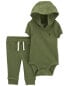 Baby 2-Piece Hooded Thermal Bodysuit Pant Set 3M