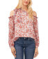 Фото #1 товара Women's Long Sleeve Cold-Shoulder Bow Floral-Print Blouse