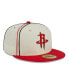 Фото #4 товара Men's Cream, Red Houston Rockets Piping 2-Tone 59FIFTY Fitted Hat