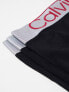 Фото #7 товара Calvin Klein steel 3-pack boxer briefs with contrast waistband in black