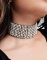 Фото #4 товара ASOS DESIGN Curve Limited Edition choker necklace with faux pearl and crystal cupchain in silver tone