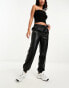 Фото #4 товара Stradivarius faux leather jogger in black