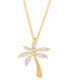 ფოტო #1 პროდუქტის Diamond Accent Palm Tree Pendant 18" Necklace in Gold Plate