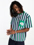 Karl Kani signature oversized t-shirt in blue multi-coloured vertical stripes