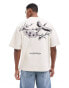 River Island oversized t-shirt with crane embroidery in stone