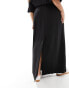 ASOS EDITION Curve premium heavy weight textured jersey column maxi skirt in black