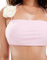 In The Style exclusive cami contrast corsage detail bikini top co-ord in baby pink