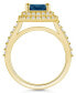 ფოტო #3 პროდუქტის London Blue Topaz and Diamond Accent Halo Ring in 14K Yellow Gold
