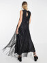 ASOS DESIGN macrame detail satin maxi dress in black