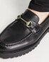 Фото #6 товара Walk London Sean chunky snaffle loafers in black leather