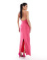 Фото #2 товара ASOS DESIGN knotted strap cami midi dress in bright pink