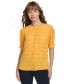 ფოტო #1 პროდუქტის Women's Solid Round-Neck Short-Sleeve Blouse