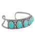 ფოტო #3 პროდუქტის Sterling Silver with Amazonite Gemstone Rope Design Women's Cuff Bracelet, Small - Large