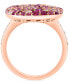 ფოტო #4 პროდუქტის EFFY® Multi-Gemstone (2-3/4 ct. t.w.) & Diamond (1/10 ct. t.w.) Cluster Ring in Rose Gold-Plated Silver