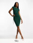 Closet London Tall puff shoulder pencil dress with bodice detail in emerald