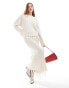 4th & Reckless wool mix tassel edge knitted maxi skirt co-ord in cream