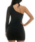 ფოტო #2 პროდუქტის Juniors' Glitter One-Sleeve Bodycon Dress