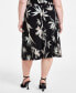 Plus Size Printed Flared Midi Skirt