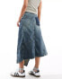 COLLUSION iconic reworked asymmetric denim maxi skirt in dirty wash