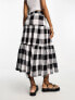 Фото #4 товара ASOS DESIGN Tall tiered midi skirt in jumbo mono gingham