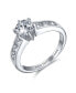 2CT AAA CZ Cubic Zirconia 6 Prong Round Brilliant Solitaire Engagement Ring For Women Sterling Silver Channel Set CZ Side Stones Band Customizable
