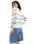 Фото #2 товара Mango summer stripe jumper in white and yellow