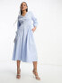 Nobody's Child Cassie tie sleeve midi dress in blue