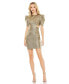 Women's Ieena Metallic Puff Sleeve Cut Out Mini Dress