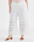 Фото #3 товара Plus Size Cotton Crochet Wide-Leg Pants, Created for Macy's