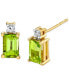 ფოტო #1 პროდუქტის Peridot (1-1/3 ct. t.w. ) & Diamond (1/20 ct. t.w.) Stud Earrings in 14k Gold