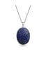 Фото #2 товара Blue Natural Lapis Lazuli large Oval Wishing Tree Family Tree Of Life Pendant Necklace For Women Sterling Silver