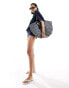 Фото #4 товара Accessorize textured stripe tote bag in blue and white