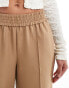 Vila elasticated waist wide leg trousers in camel