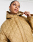 ASOS DESIGN Tall longline quilted coat in camel