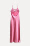 Фото #9 товара Атласное платье миди с воланами ZARA