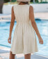 Women's Beige Jersey Scoop Neck Sleeveless Mini Beach Dress