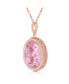 ფოტო #2 პროდუქტის Sterling Silver 18K Rose Plated Cubic Zirconia Oval Pink Pendant