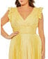 ფოტო #3 პროდუქტის Plus Size Flutter Sleeve Pleated V-Neck Gown