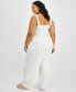 Trendy Plus Size Smocked Tie-Strap Jumpsuit, Created for Macy's