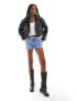 Фото #5 товара Pimkie distressed cropped leather look biker jacket in black